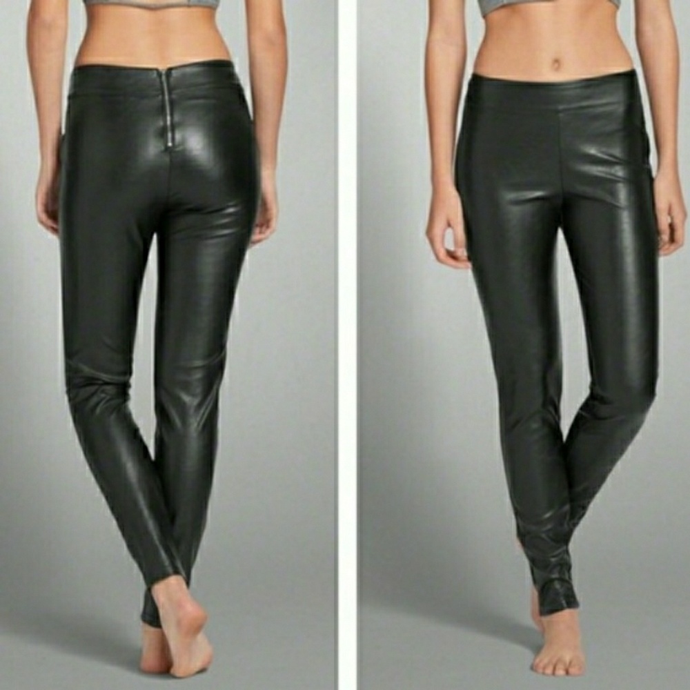 Abercrombie black Vegan Leather Leggings Pant 00
